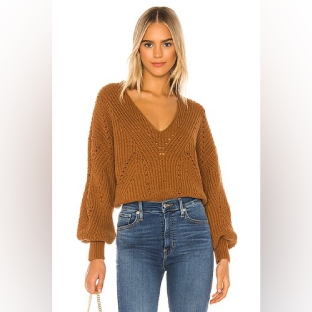 Free People All Day Long V Sweater in Brown